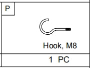 Meetsunny A31 Replacement Parts - Hook, M8 (Model #P)