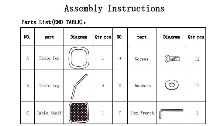Meetsunny M65 Replacement Parts - Side Table