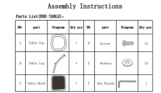 Meetsunny M65 Replacement Parts - Side Table