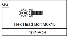 Meetsunny A31 Replacement Parts - Hex Head Bolt M6x15 (Model GG)