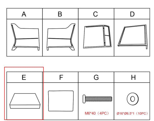 Meetsunny Replacement Parts: Wicker Outdoor Patio Lounge Chairs MA013A-BBB-PART E, Model: MA013A, Part Number: #E