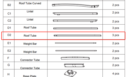 Meetsunny Replacement Parts - Roof Tube#D2