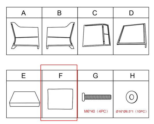 Meetsunny Replacement Parts: Wicker Outdoor Patio Lounge Chairs MA013A-BBB-PART F, Model: MA013A, Part Number: #F