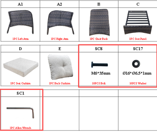 Meetsunny M90 Replacement Parts - Hardware Pack