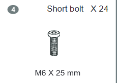 Meetsunny MA03-2 Replacement Parts - Short bolt (Model #4) M6×25mm