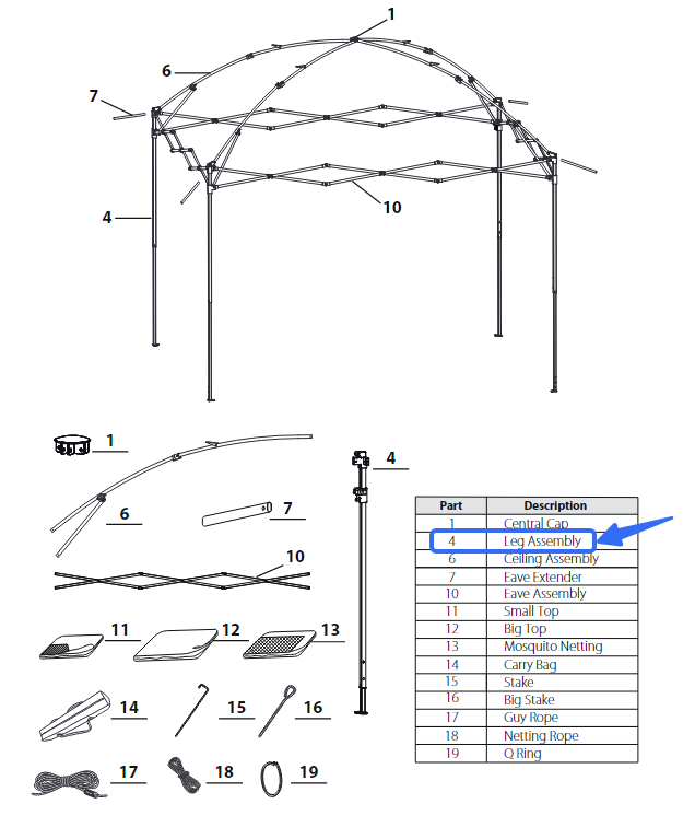 Meetsunny J06 Replacement Parts - leg assembly (Model #4)