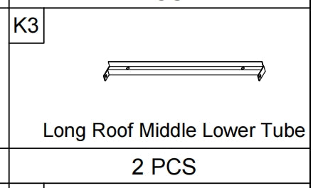 Meetsunny Replacement Parts: Double Roof Hardtop Gazebo Series A01- Long Roof Middle Lower Tube, Model: A01, Part Number: K3