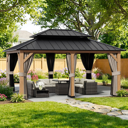 A57 13 FT x 17 FT Double Roof Hardtop Gazebo