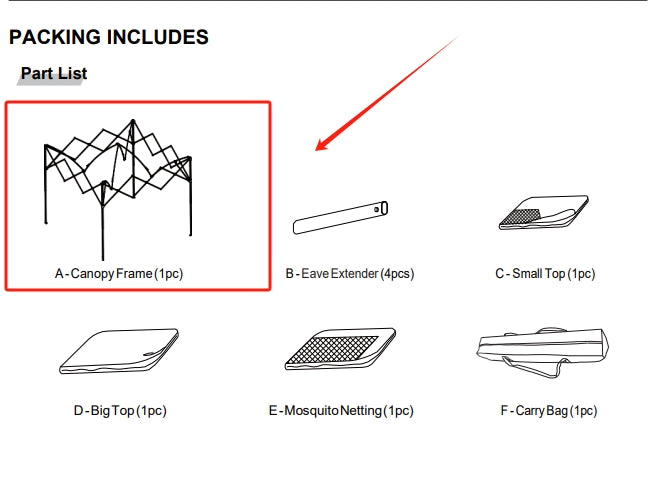 Meetsunny J01 Replacement Parts - Canopy Frame (Model #A)