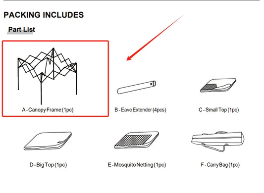 Meetsunny J01 Replacement Parts - Canopy Frame (Model #A)