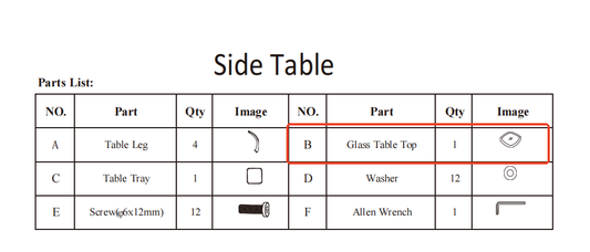 Meetsunny M01 Replacement Parts - Glass Table Top (Model #B)