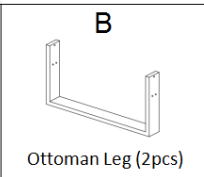 Replacement Parts: Outdoor Ottoman -Ottoman Leg, Model: M26. Part Number:B