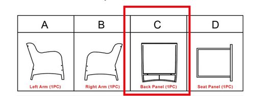 Replacement Parts: Outdoor Conversation Set M08-Back Panel, Model: M08. Part Number: C