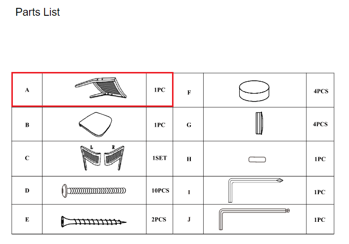 Meetsunny C08 Replacement Parts - Chair Back (Model #A)