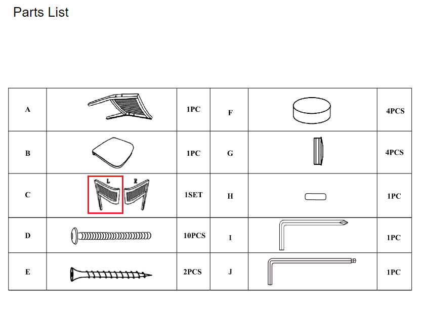 Meetsunny C08C Replacement Parts -  Armrest (Model #C)
