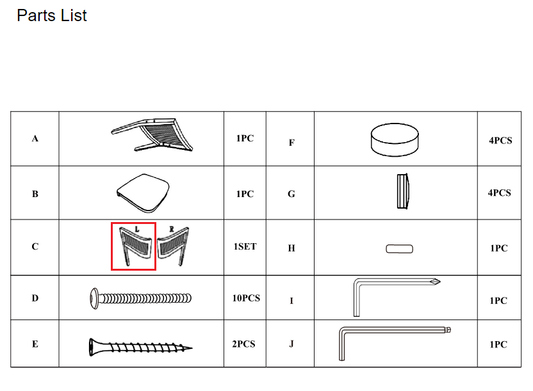 Meetsunny C08C Replacement Parts -  Armrest (Model #C)