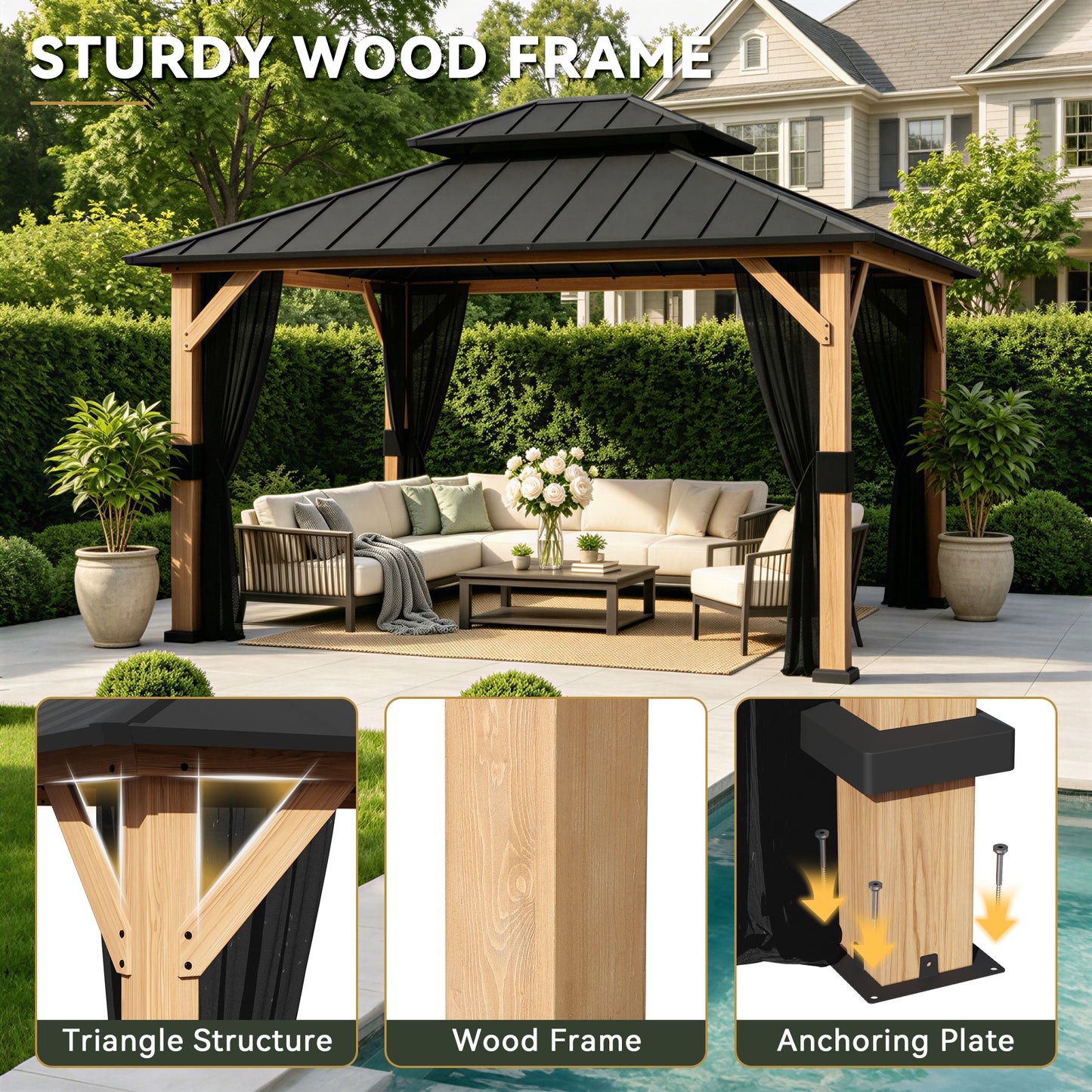 C16# 11FT x 13 FT Wood Gazebo