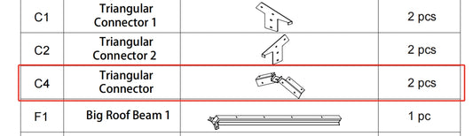 Meetsunny Replacement Parts: Double Roof Hardtop Gazebo Series A03-Triangular Connector, Model: A03, Part Number: C4