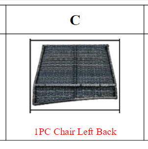 Meetsunny M75 Replacement Parts - Chair Left Back (Model #C)