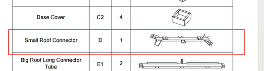 Meetsunny Replacement Parts: Double Roof Hardtop Gazebo Series A04-Small Roof Connector D*1, Model: A04, Part Number: #D