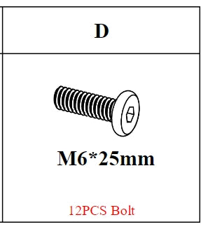 Meetsunny M65-Table Replacement Parts - Bolts M6*25mm (Model #D)