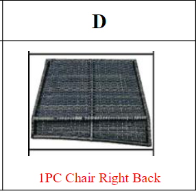 Meetsunny M75 Replacement Parts - Chair Right Back (Model #D)