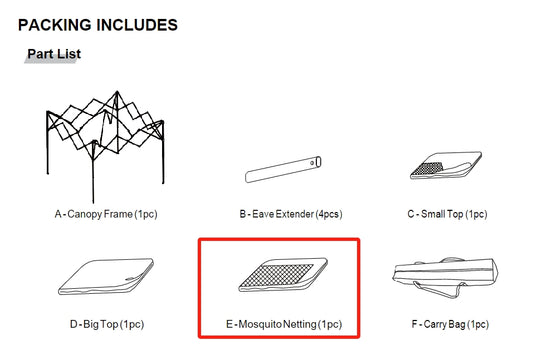 Meetsunny J03 Replacement Parts - Mosquito Netting (Model #E)