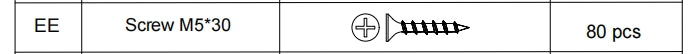 Meetsunny A25 Replacement Parts - Screw M5*30 (Model #EE)