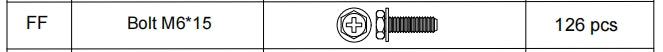 Meetsunny A25 Replacement Parts - Bolt M6*15 (Model #FF)