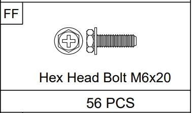 Meetsunny A31 Replacement Parts - Hex Head Bolt M6x20 (Model #FF)