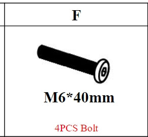 Meetsunny M65 Replacement Parts - Bolts M6*40mm (Model #F)