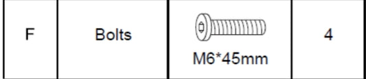 Meetsunny M65 Replacement Parts - Bolts M6*45mm (Model #F)