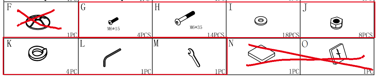 Meetsunny M71 Replacement Parts - Hardware Pack (Model #G,H,I,J,K,L,M)