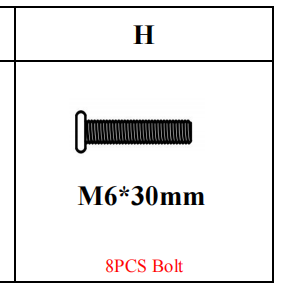 Meetsunny M27 Replacement Parts - M6*30 Screw (Model #H)