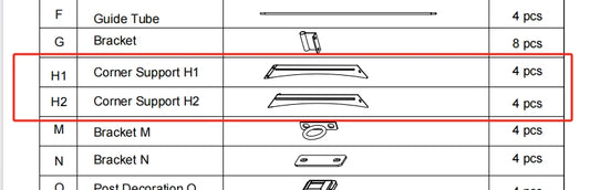 Meetsunny Replacement Parts: Steel Patio Pergola F03-Corner Support, Model: F03, Part Number: #H1