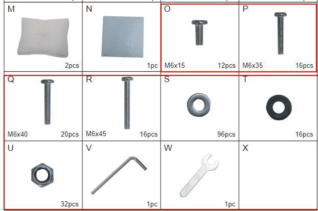 Meetsunny P07 Replacement Parts - HardwarePack (Model #O-W)