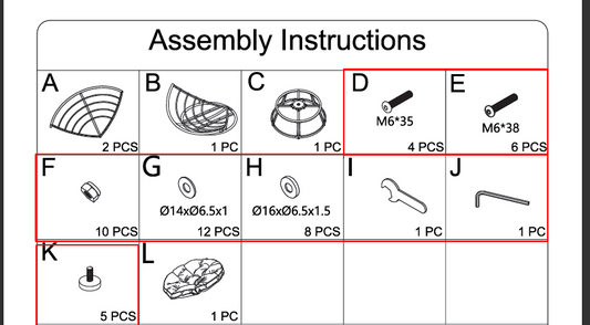 Replacement Parts: Papasan Chair M63 Model: M63. Part Number: Hardware Package