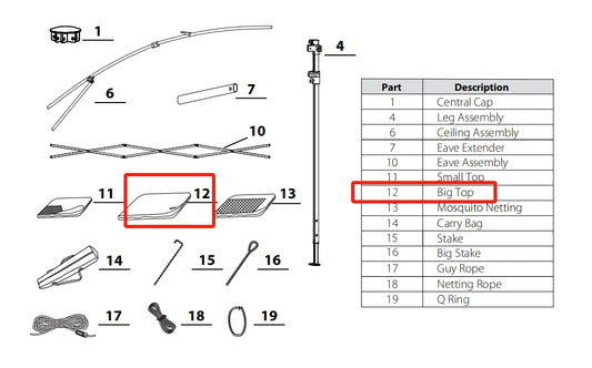 Meetsunny J01 Replacement Parts - Big Top (Model #12)