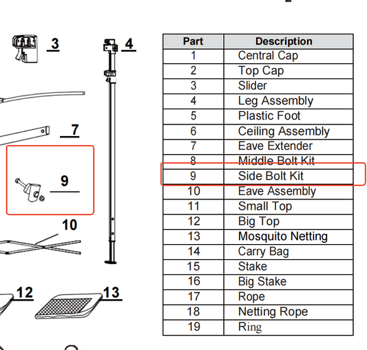 Meetsunny J01 Replacement Parts- Side Bolt Kit（Model #9）