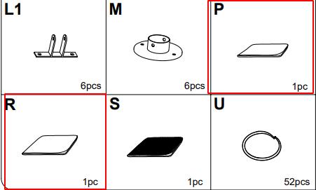Replacement Parts: Outdoor Gazebo J20, Model: J20, Part # P*1, Part # R*1, Part #screwdriver package*1