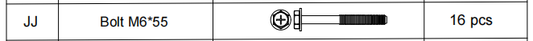 Meetsunny A25 Replacement Parts - Bolt M6*55 (Model #JJ)