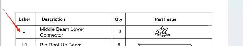 Meetsunny Replacement Parts: Double Roof Hardtop Gazebo Series A01-Middle Beam LowerConnector, Model: A01, Part Number: #J