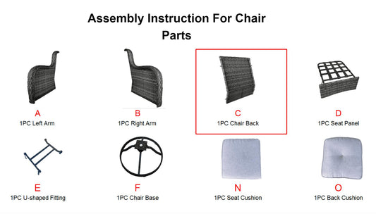 Meetsunny M01-2PK Replacement Parts - Chair Back (Model #C)