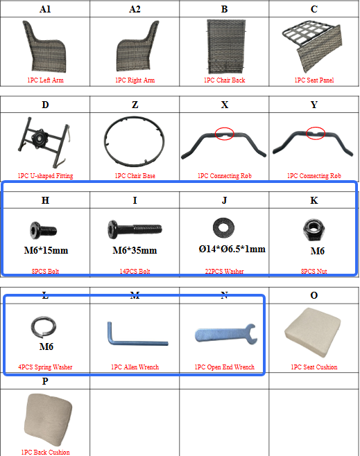 New M01 360 Degree Swivel Rocker Patio Chair Accessories