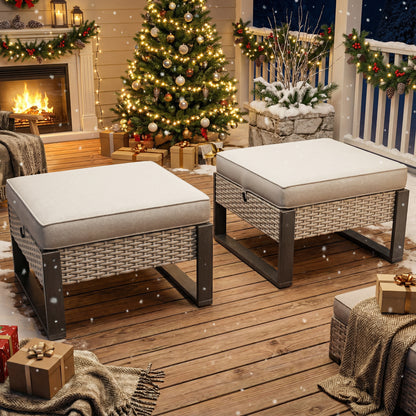M26-PATIO WICKER OTTOMAN