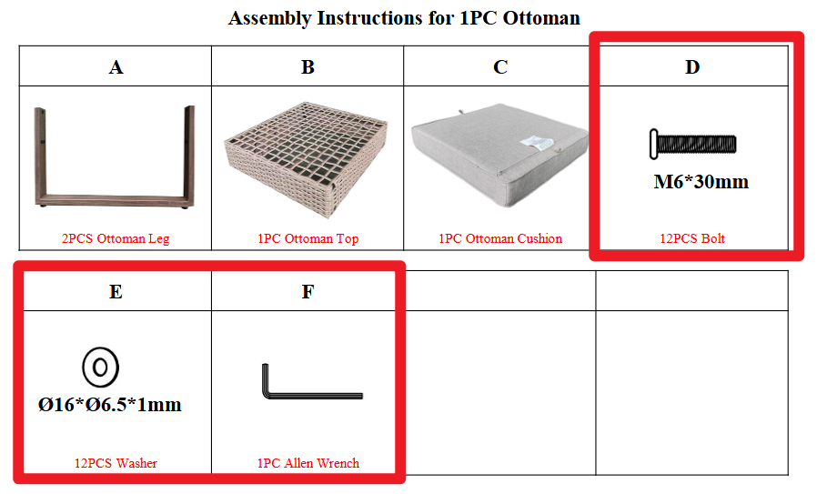 Meetsunny M26 Replacement Parts - Hardware Pack