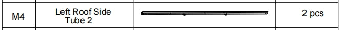 Meetsunny A25 Replacement Parts - Left Roof Side Tube 2 (Model #M4)