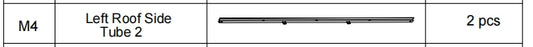 Meetsunny A25 Replacement Parts - Left Roof Side Tube 2 (Model #M4)