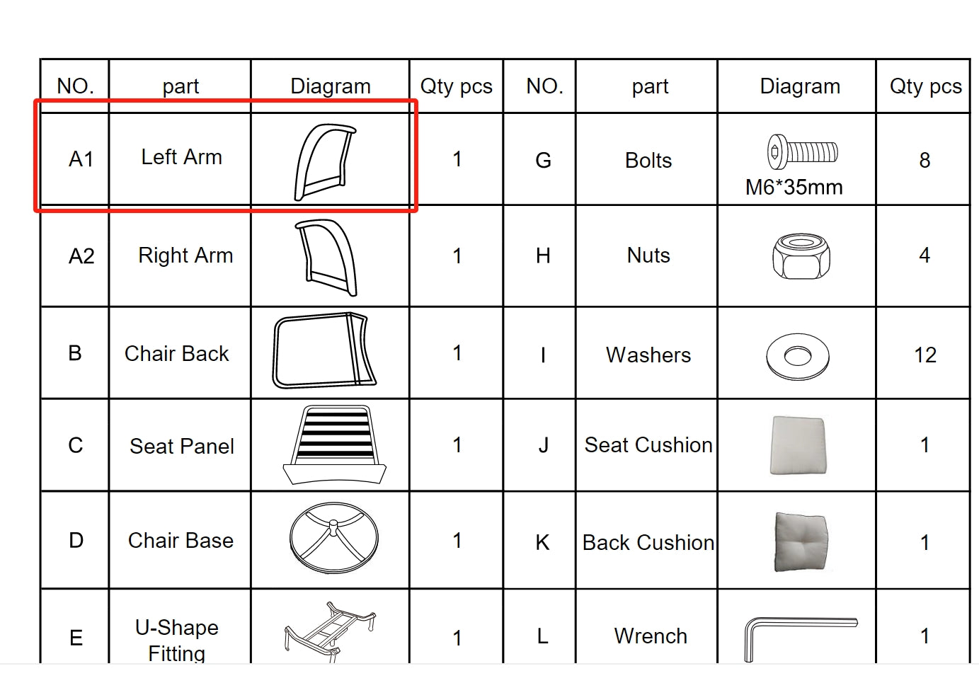 Meetsunny M65 Replacement Parts - Left Arm(Model #A1)