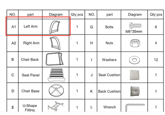Meetsunny M65 Replacement Parts - Left Arm(Model #A1)